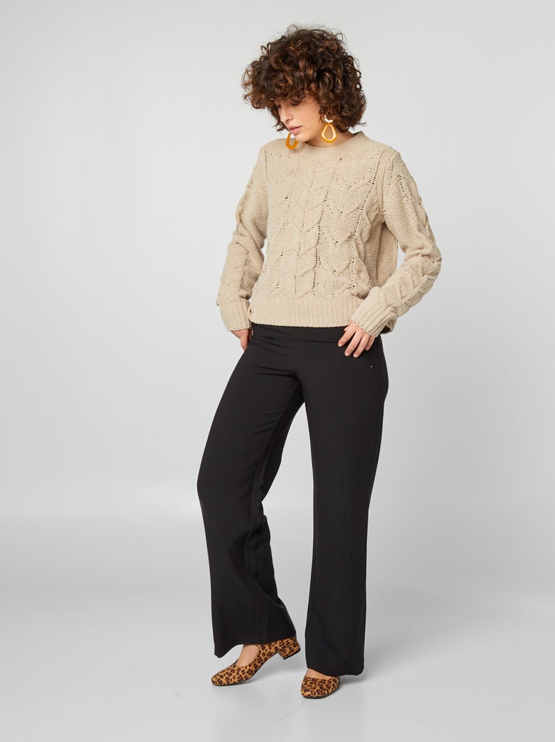Pullover in ciniglia con trecce BEIGE - Kiabi