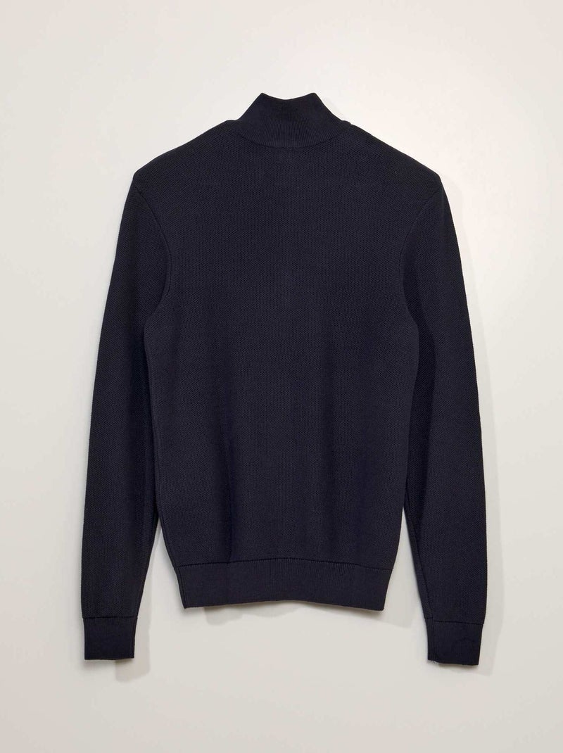 Pullover in cotone con collo alto con zip BLU - Kiabi