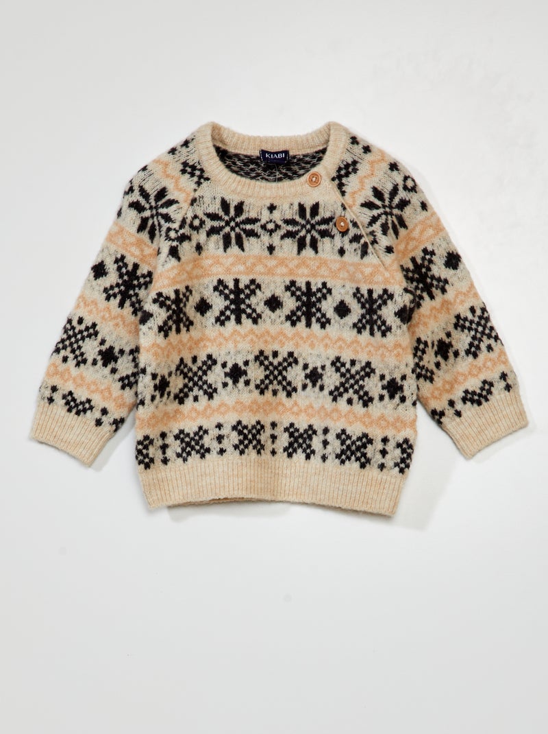 Pullover in jacquard BEIGE - Kiabi