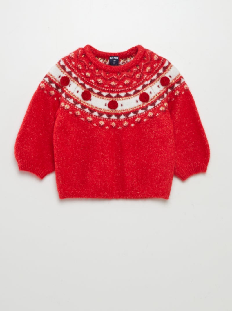 Pullover in jacquard con motivo ROSSO - Kiabi