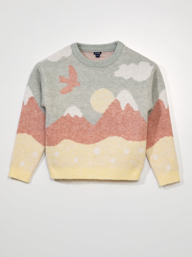 Pullover in jacquard con stampa intessuta BLU - Kiabi