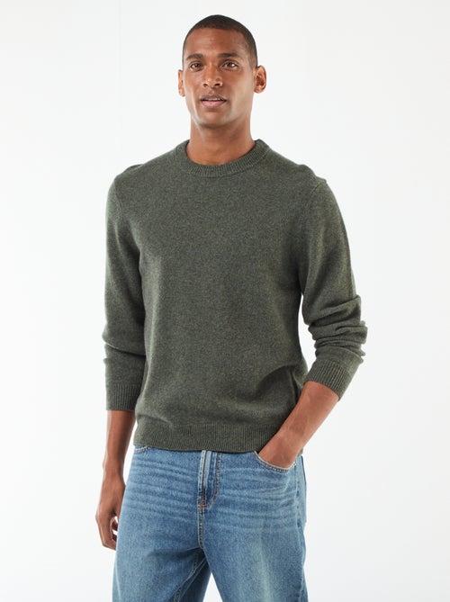 Maglione Uomo Girocollo Leggero Slim Fit - Tessuto Elastico, Maniche A Coste, Per Autunno/Inverno, Basic