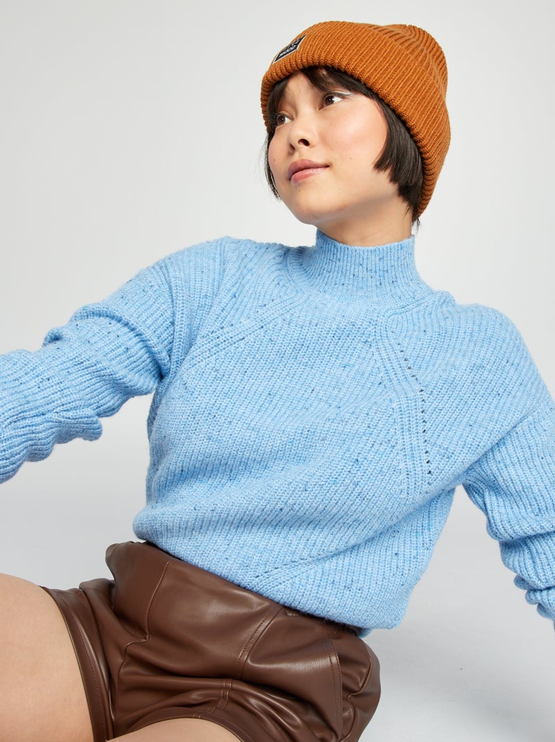 Pullover in maglia a collo alto BLU - Kiabi