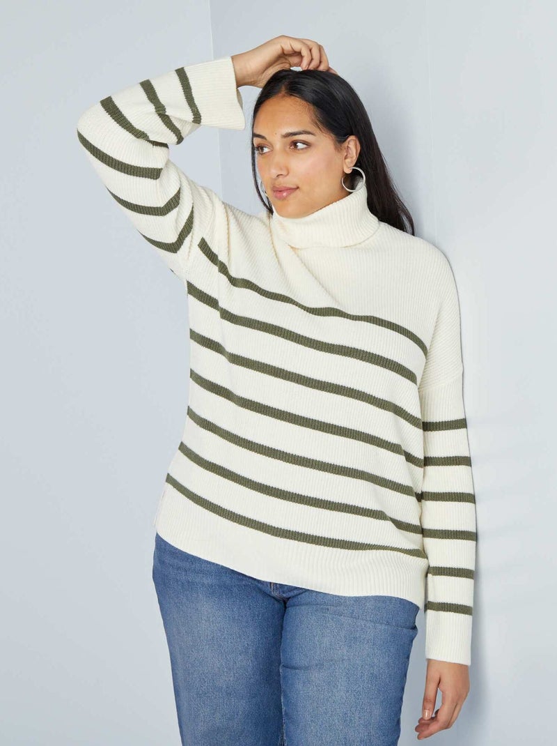 Pullover in maglia a collo alto VERDE - Kiabi