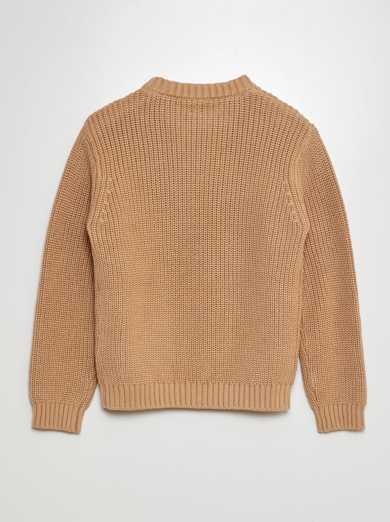 Pullover in maglia a costa perlata BEIGE - Kiabi