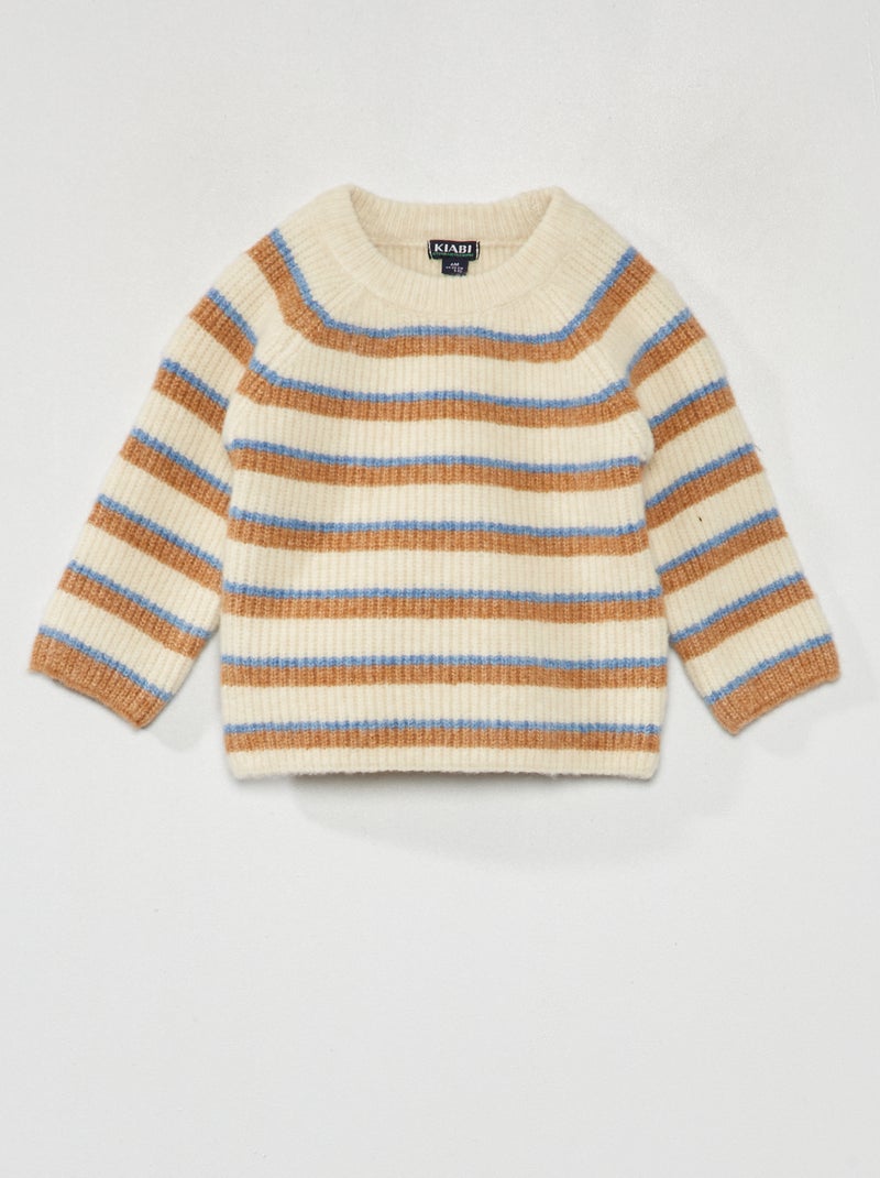 Pullover in maglia a costa perlata BIANCO - Kiabi