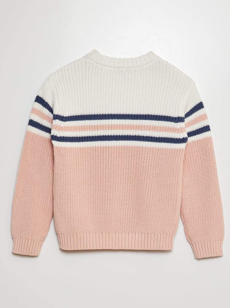 Pullover in maglia a costa perlata ROSA - Kiabi