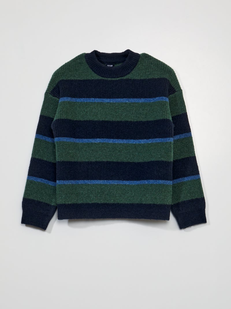 Pullover in maglia a costa perlata VERDE - Kiabi