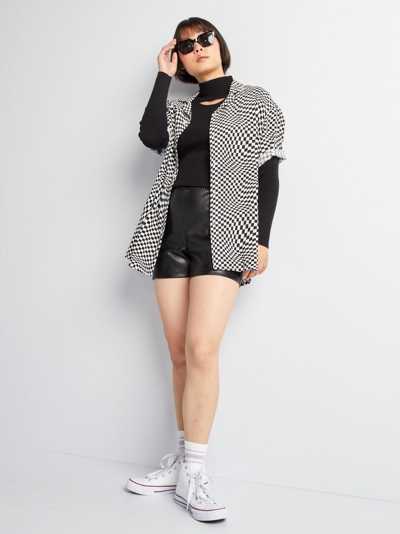 Pullover in maglia a coste con collo alto nero - Kiabi