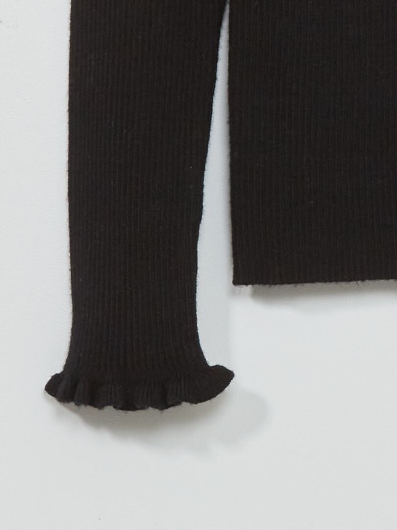 Pullover in maglia a coste nero - Kiabi