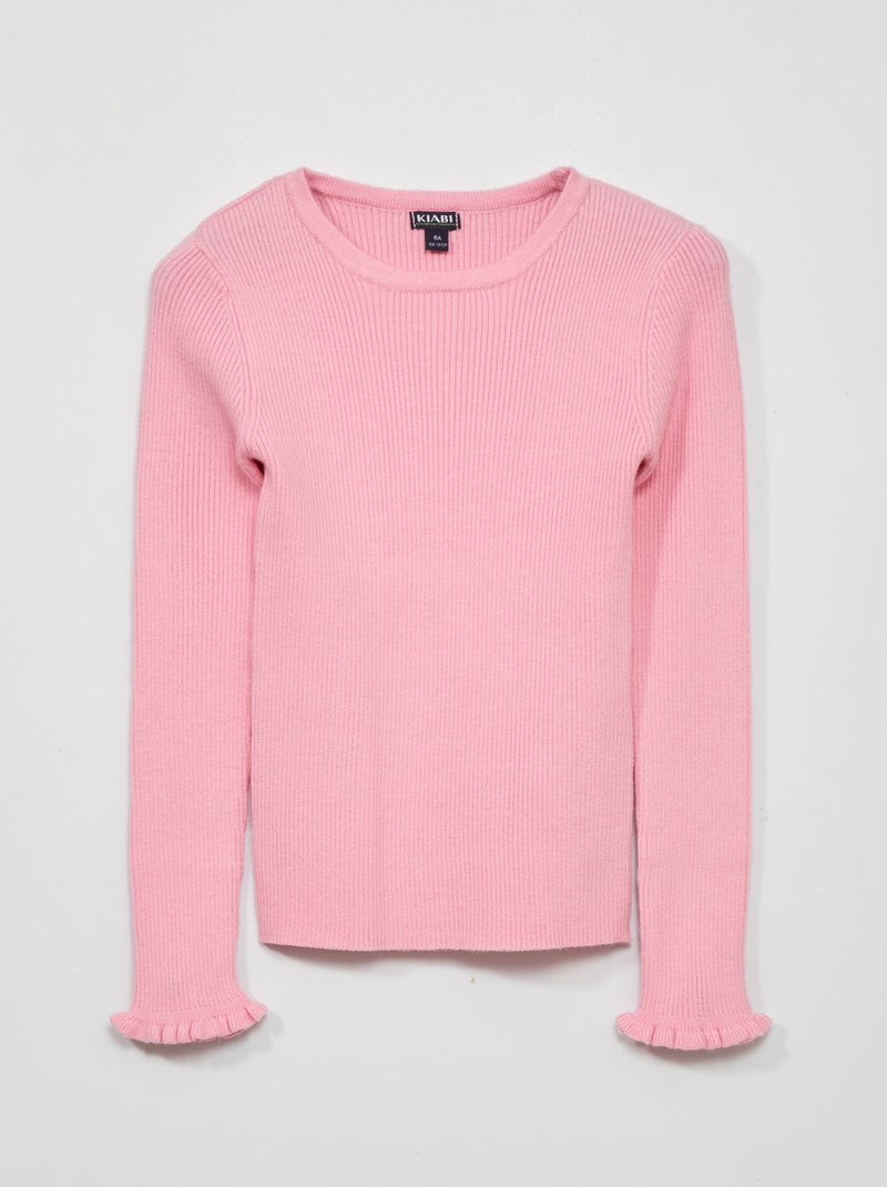 Pullover in maglia a coste Rosa - Kiabi