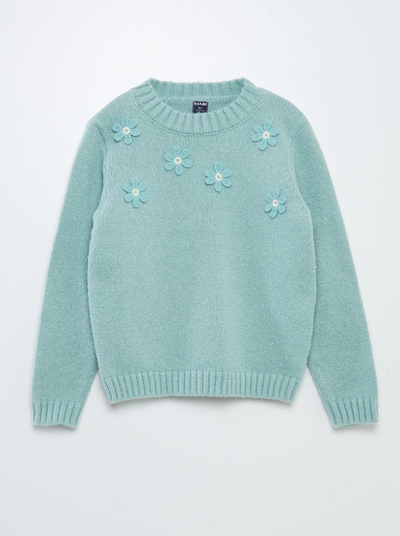 Pullover in maglia a fiori VERDE - Kiabi