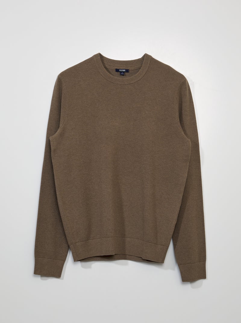 Pullover in maglia a nido d'ape BEIGE - Kiabi