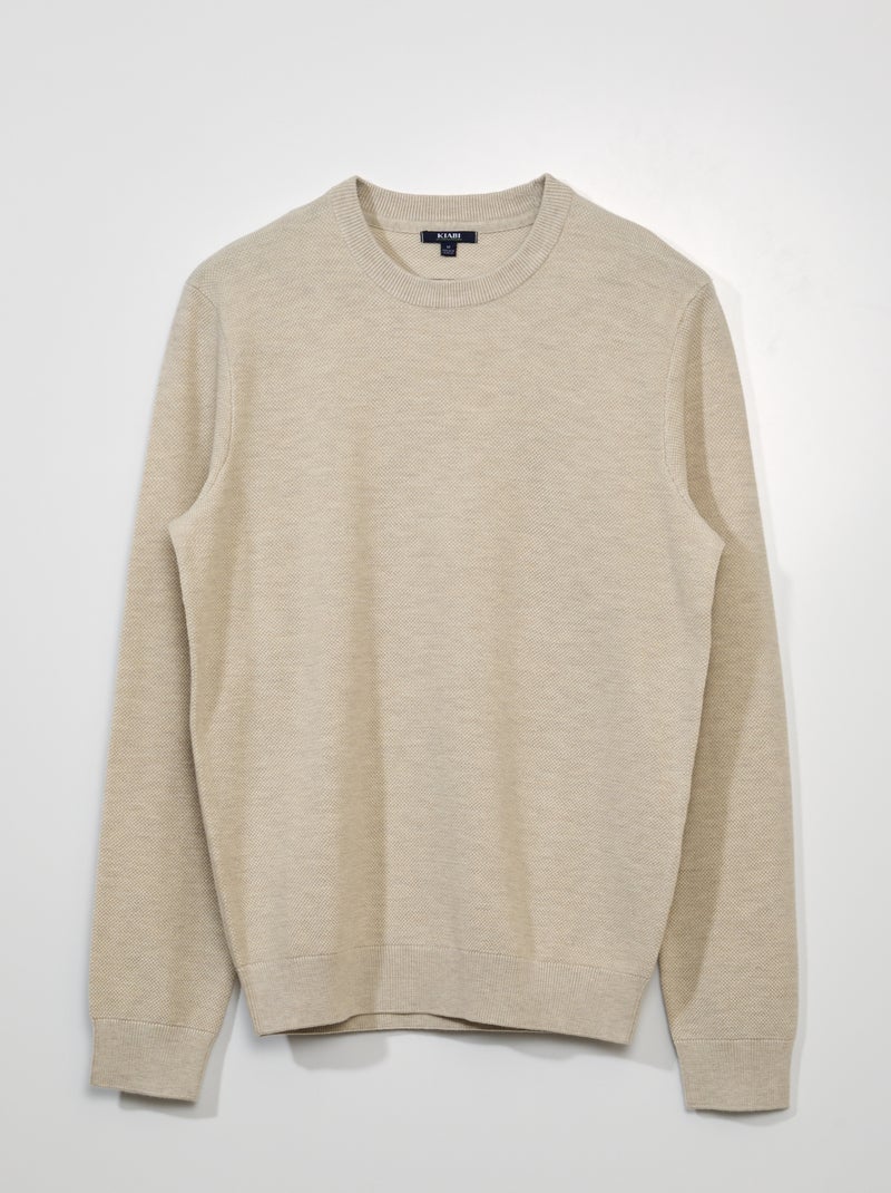 Pullover in maglia a nido d'ape BEIGE - Kiabi