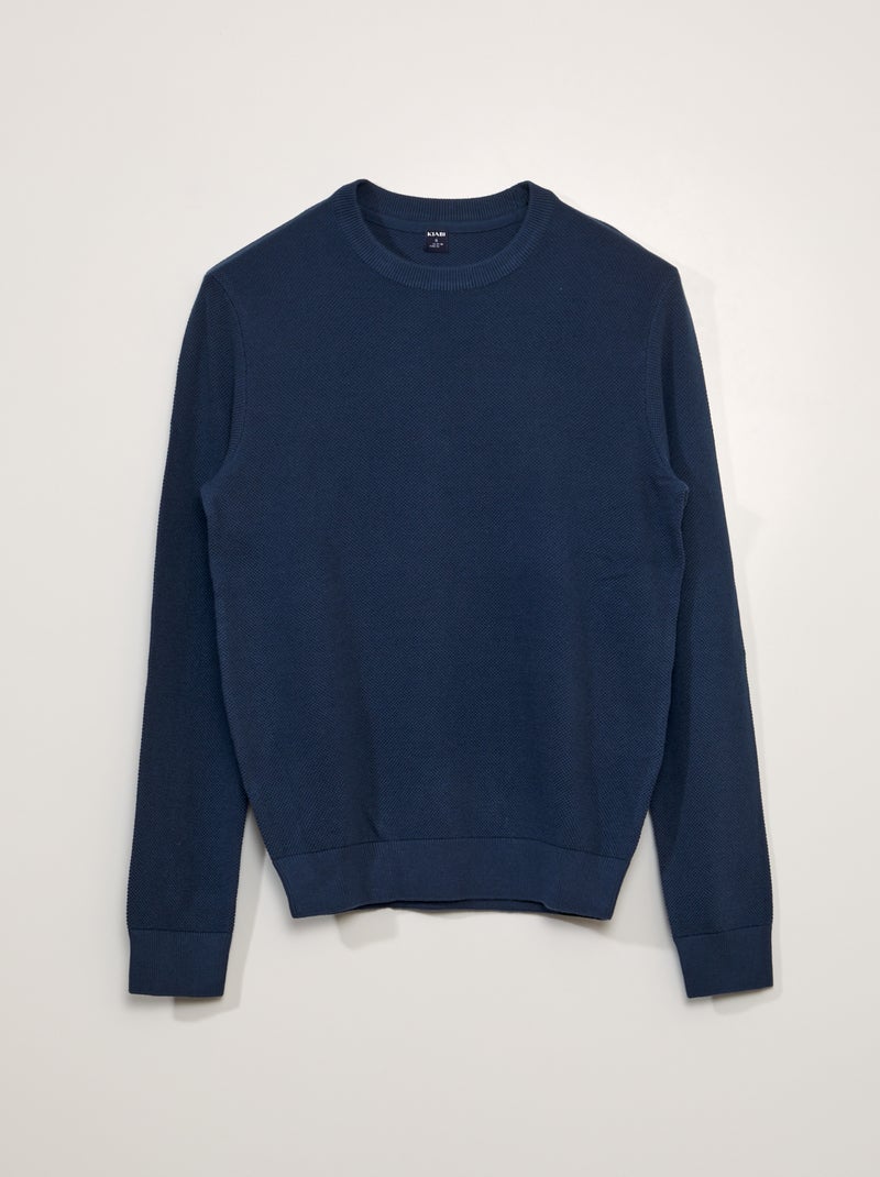 Pullover in maglia a nido d'ape BLU - Kiabi