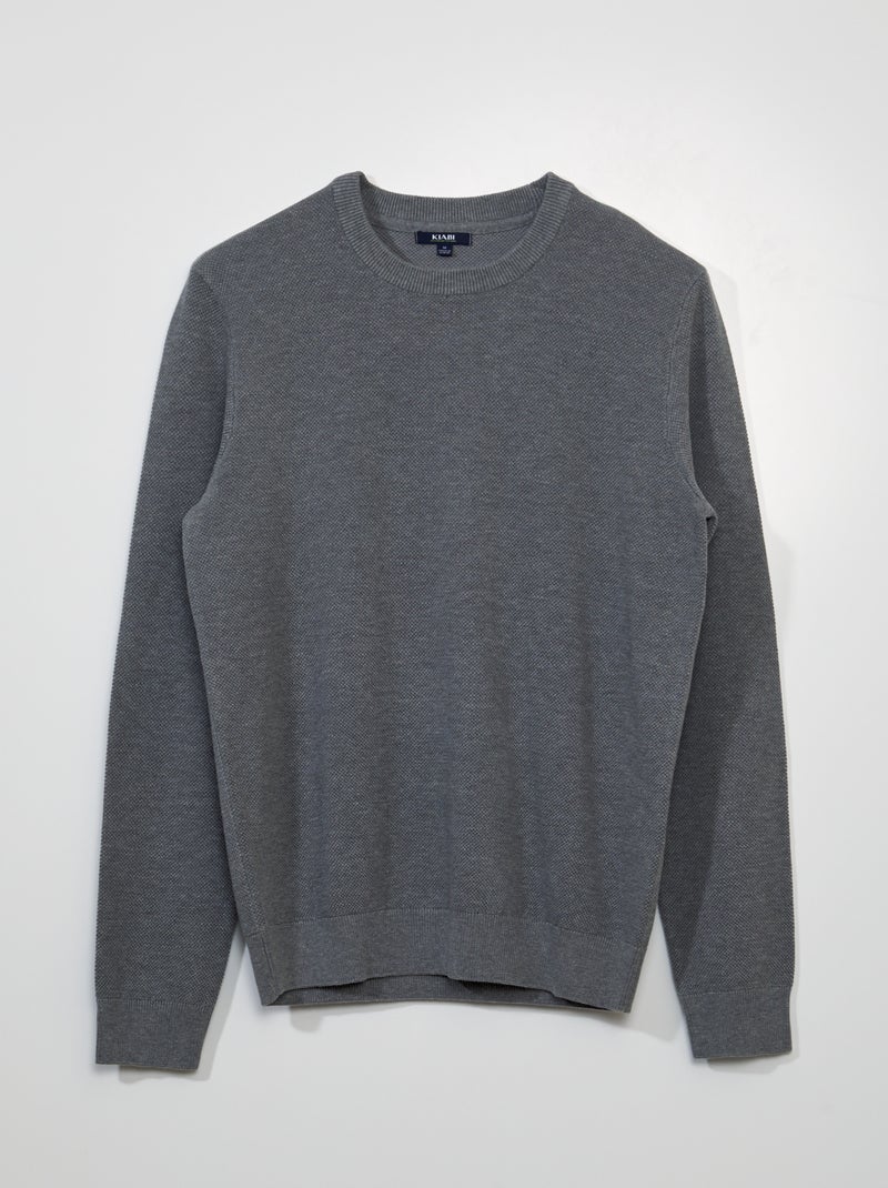 Pullover in maglia a nido d'ape GRIGIO - Kiabi