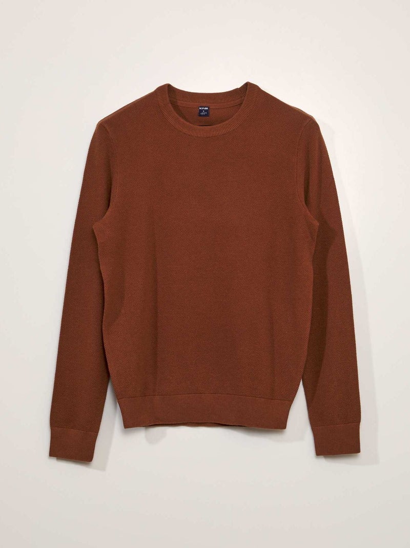 Pullover in maglia a nido d'ape MARRONE - Kiabi
