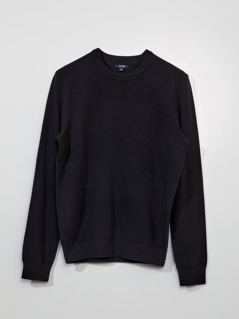 Pullover in maglia a nido d'ape nero - Kiabi