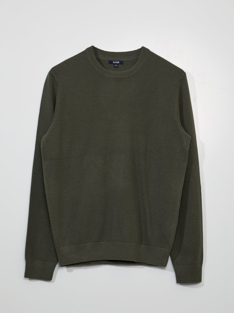 Pullover in maglia a nido d'ape VERDE - Kiabi