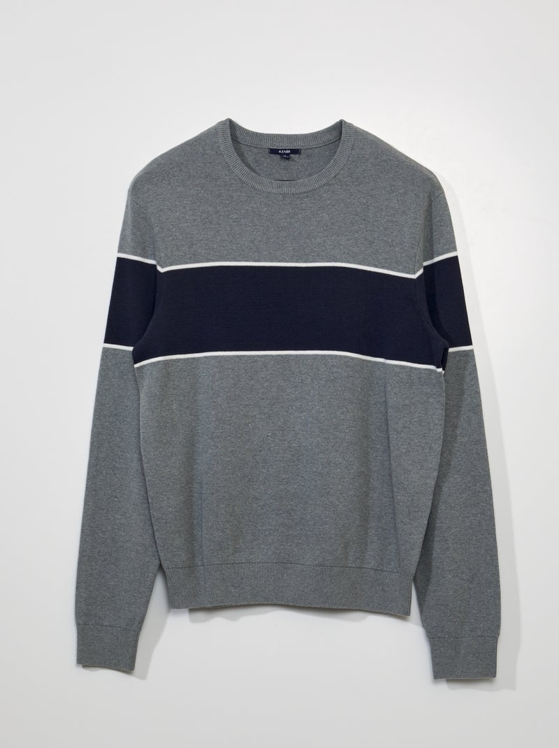 Pullover in maglia a righe GRIGIO - Kiabi