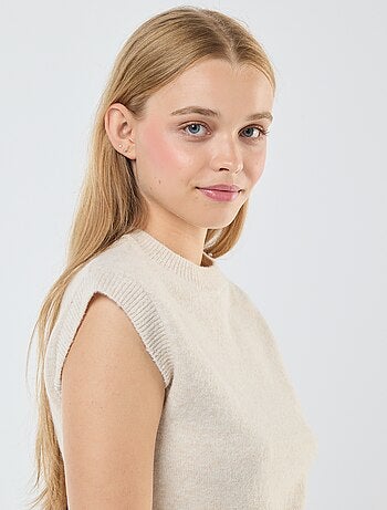 Pullover in maglia calda senza maniche