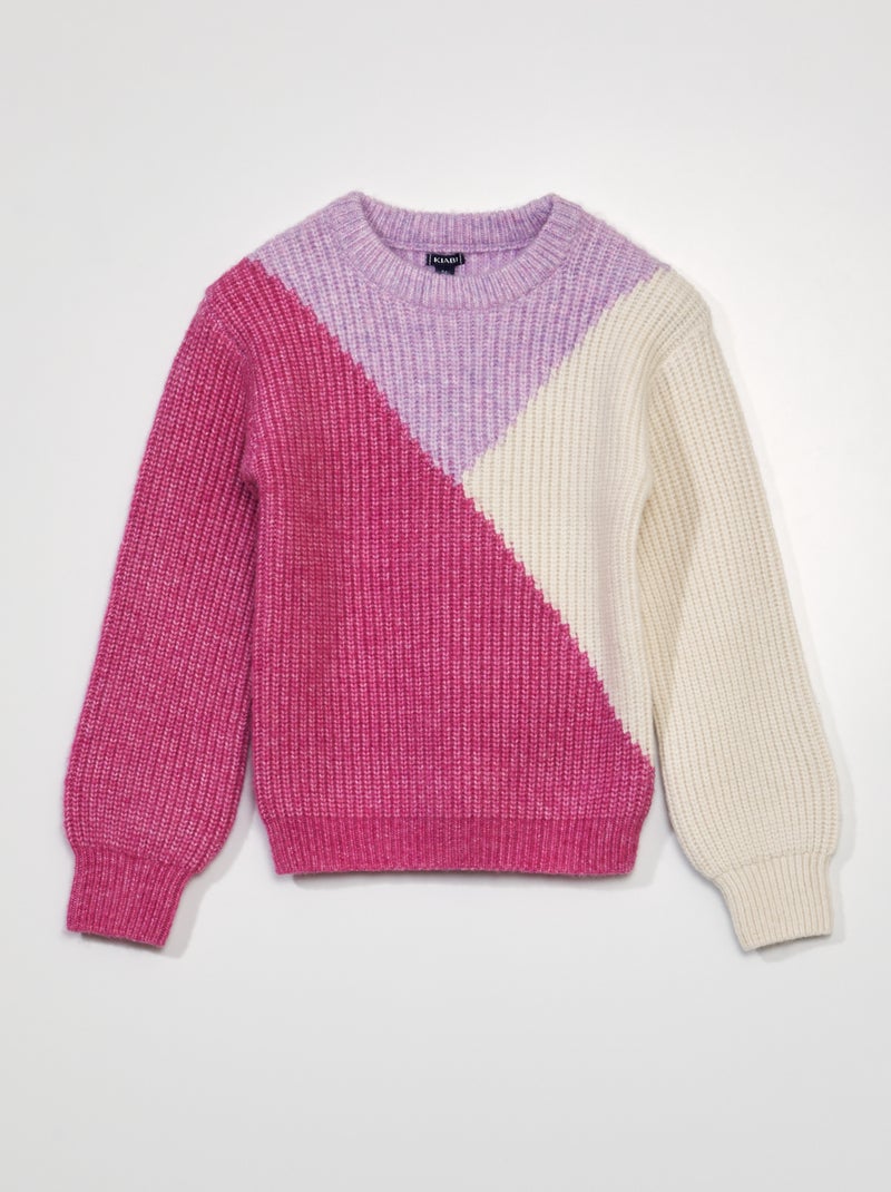 Pullover in maglia colorblock BIANCO - Kiabi