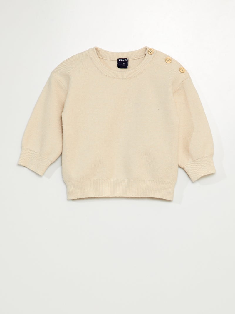 Pullover in maglia compatta - BEIGE - Kiabi