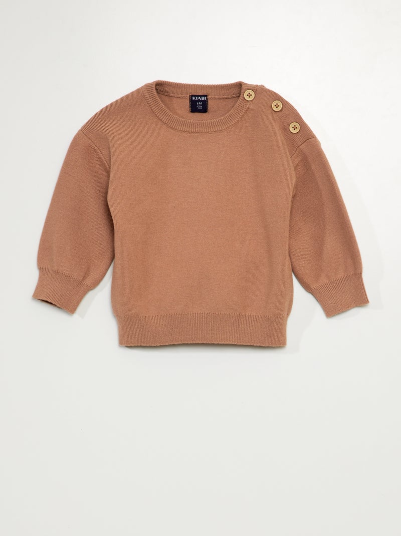 Pullover in maglia compatta - MARRONE - Kiabi