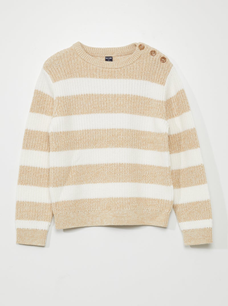 Pullover in maglia con apertura con bottoni BEIGE - Kiabi