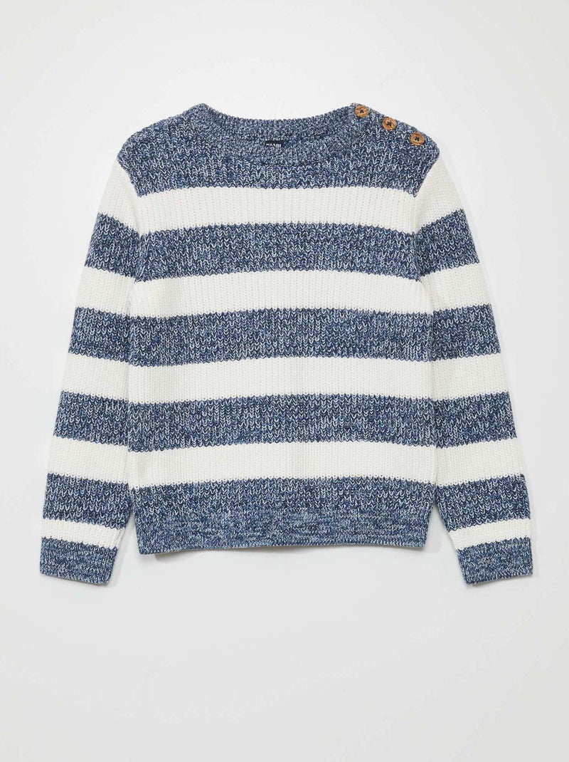 Pullover in maglia con apertura con bottoni BLU - Kiabi