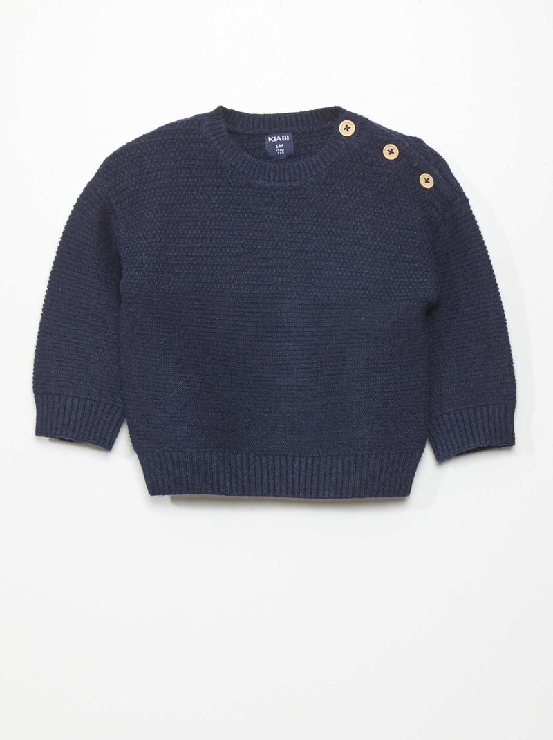 Pullover in maglia con bottoni sulla spalla NERO - Kiabi