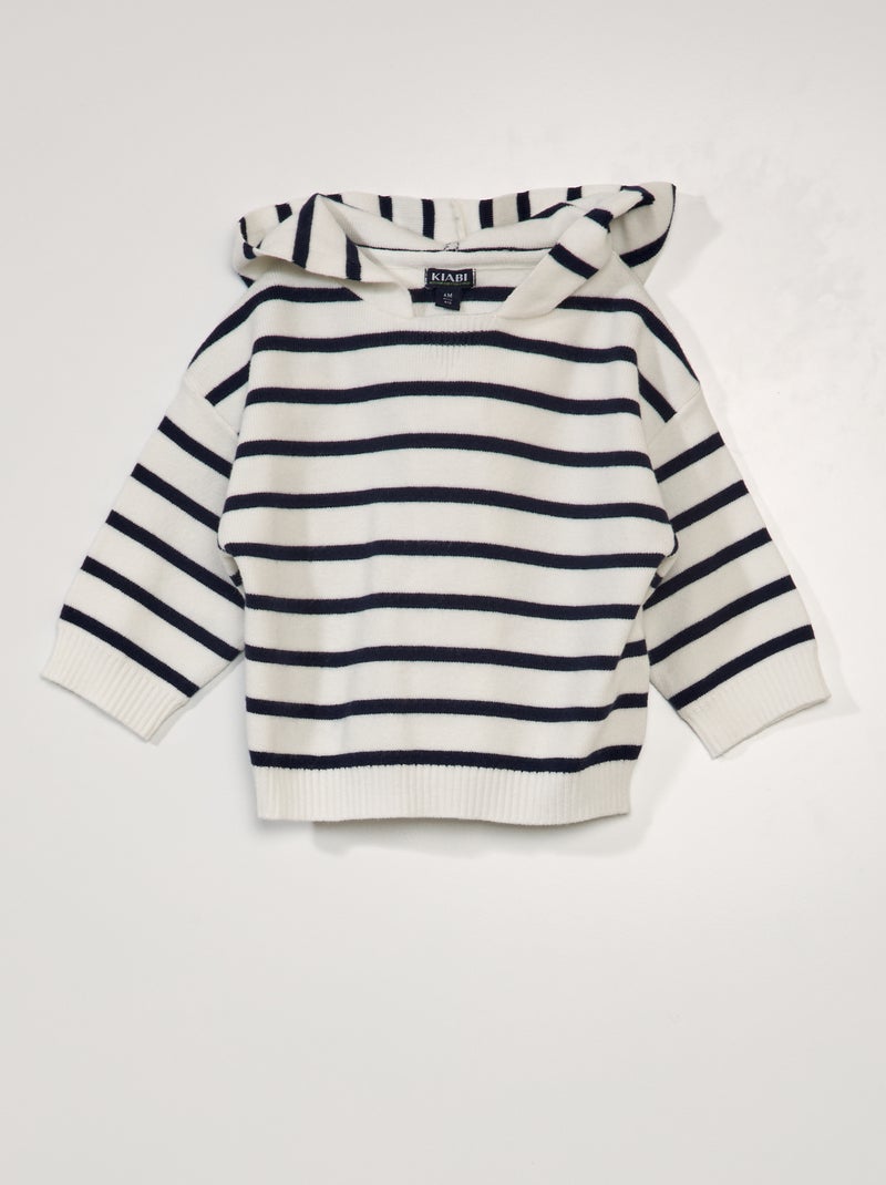Pullover in maglia con cappuccio BIANCO - Kiabi