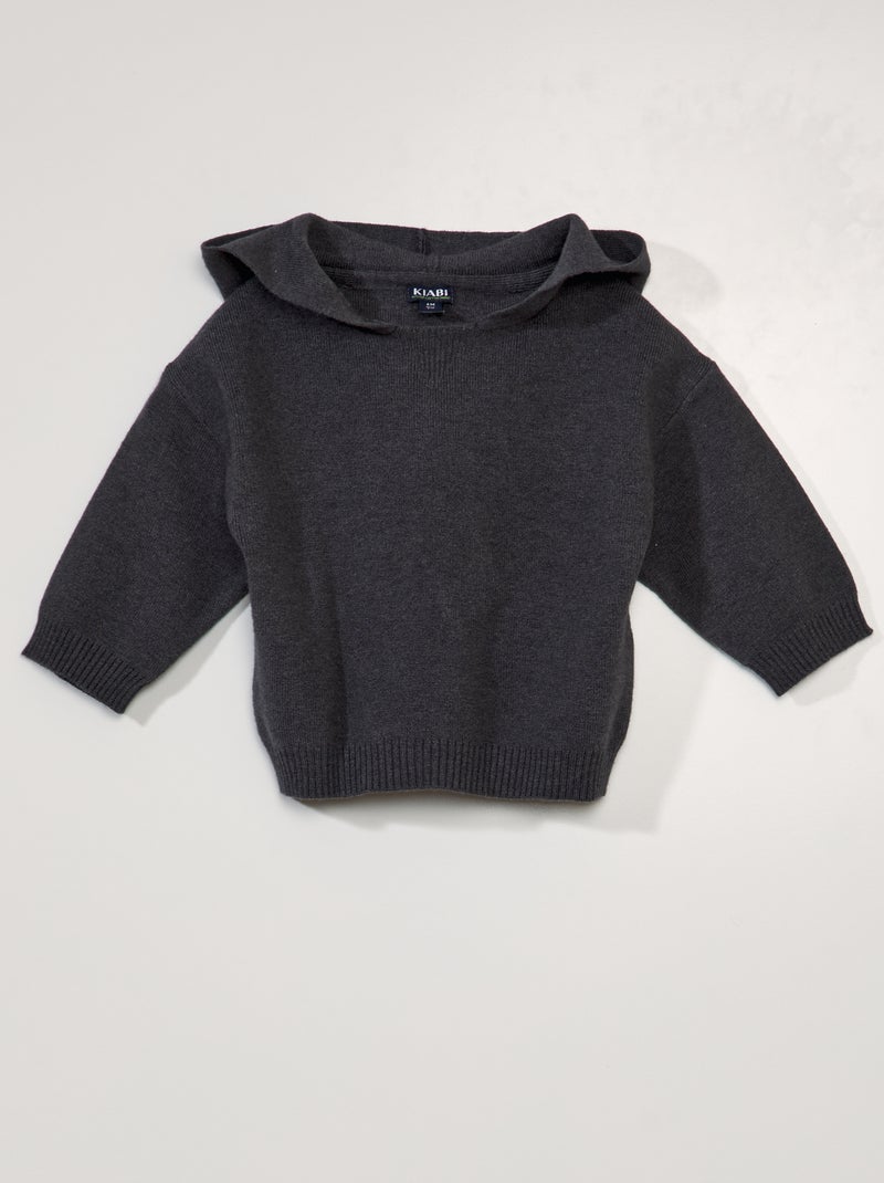 Pullover in maglia con cappuccio GRIGIO - Kiabi
