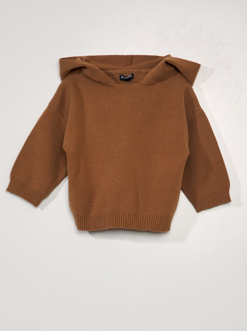 Pullover in maglia con cappuccio Marrone - Kiabi