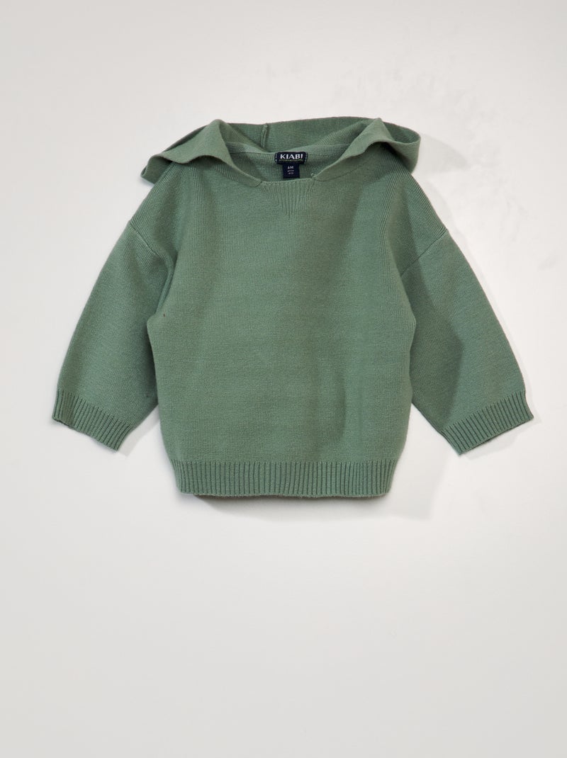 Pullover in maglia con cappuccio Verde - Kiabi