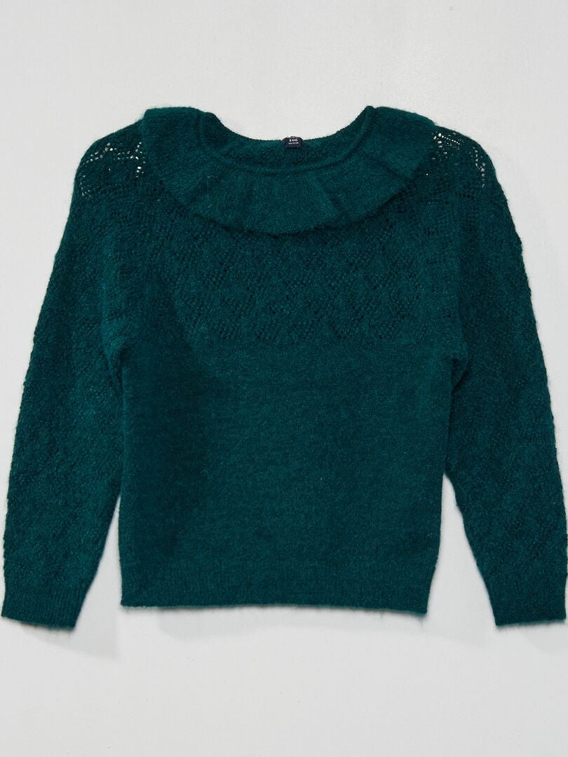 Pullover in maglia con colletto arricciato verde - Kiabi