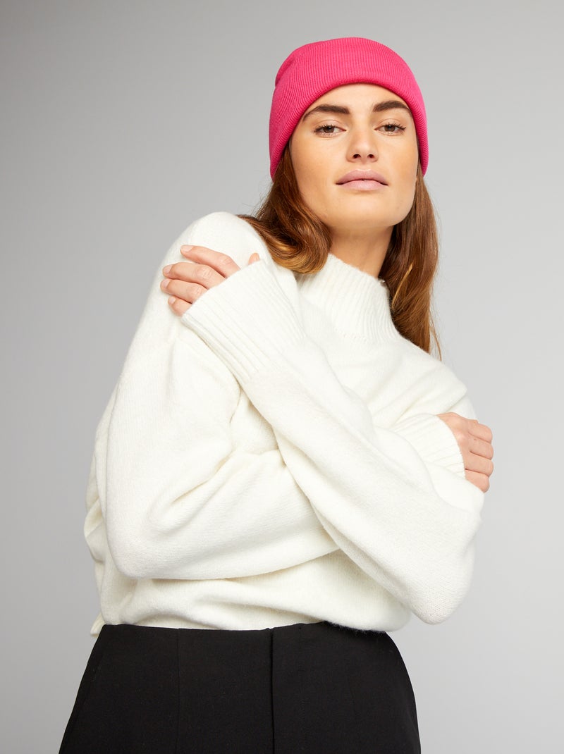 Pullover in maglia con collo alto BIANCO - Kiabi