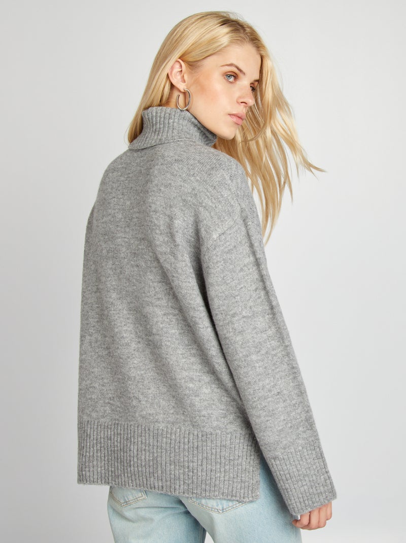 Pullover in maglia con collo alto GRIGIO - Kiabi