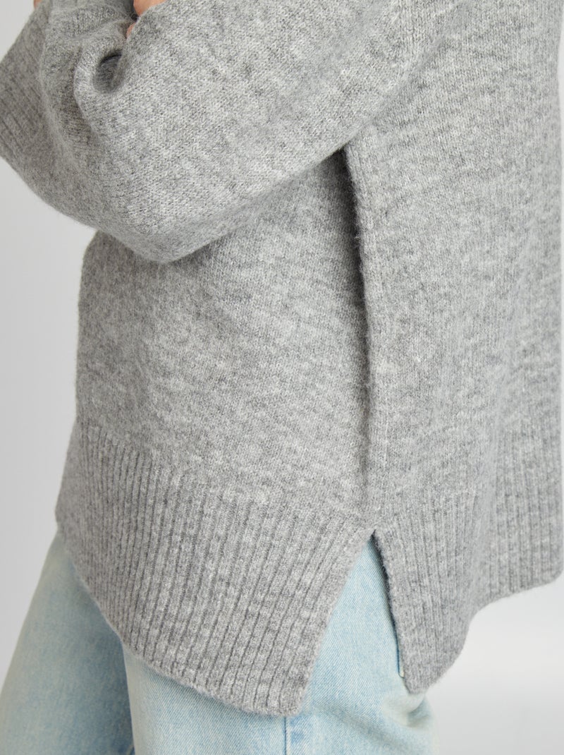 Pullover in maglia con collo alto GRIGIO - Kiabi