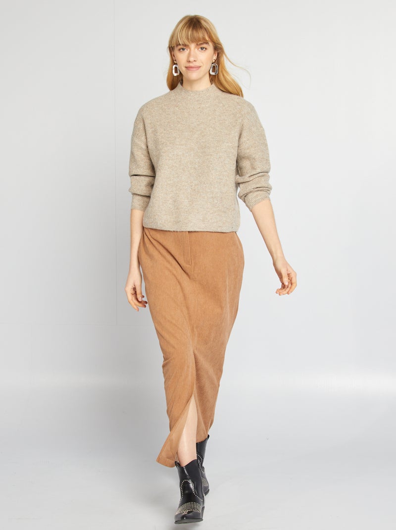 Pullover in maglia con collo alto MARRONE - Kiabi