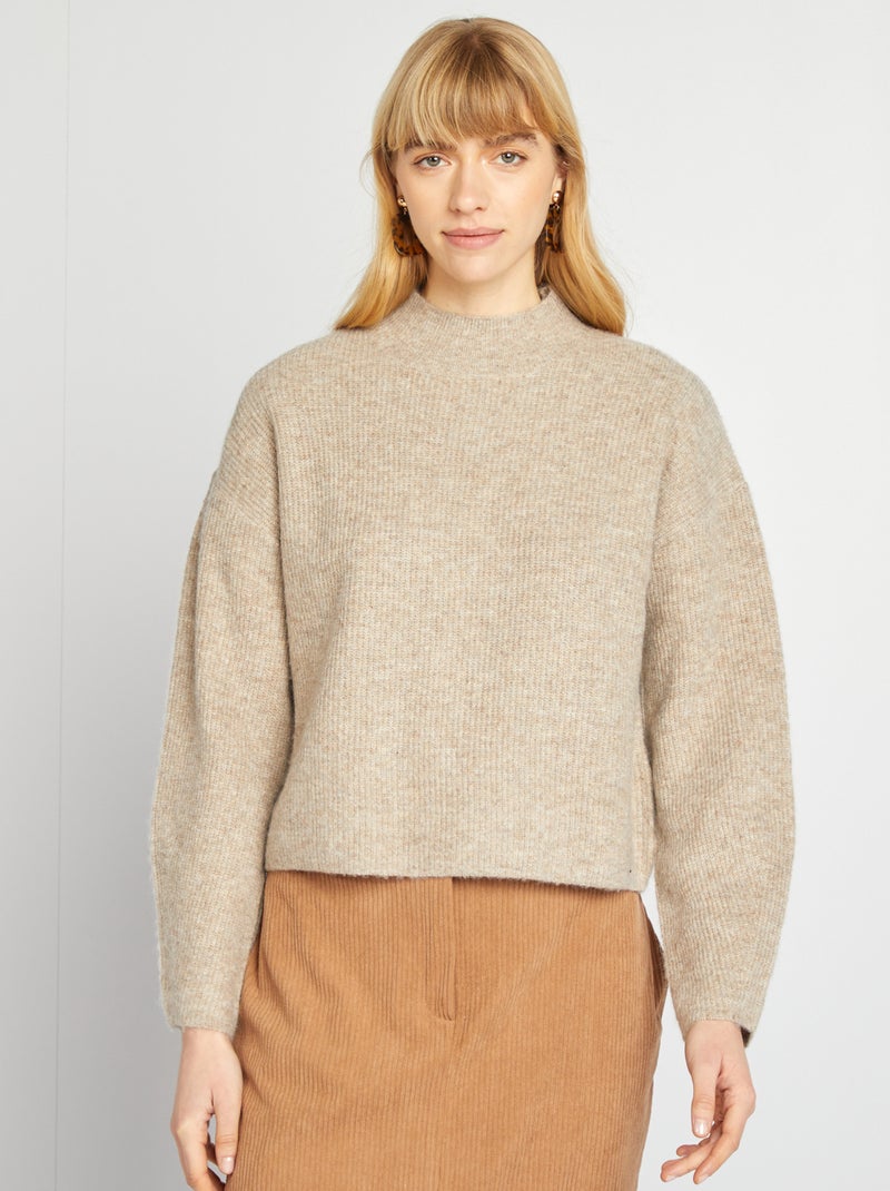 Pullover in maglia con collo alto MARRONE - Kiabi