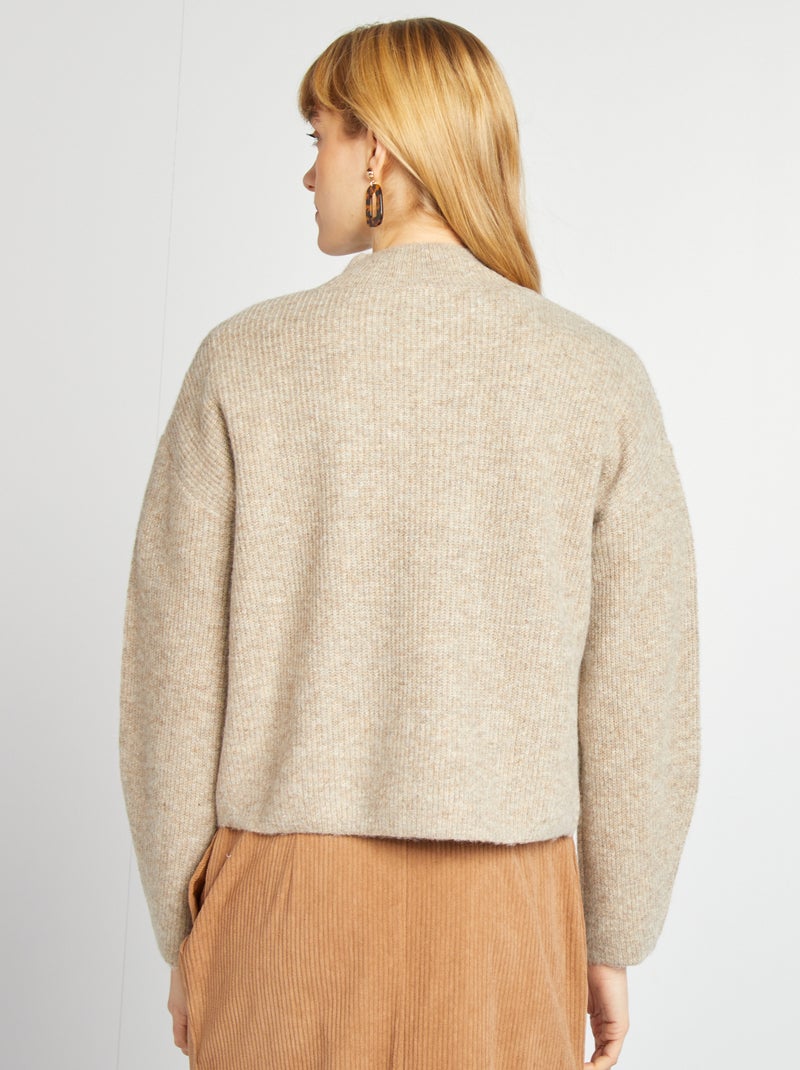 Pullover in maglia con collo alto MARRONE - Kiabi
