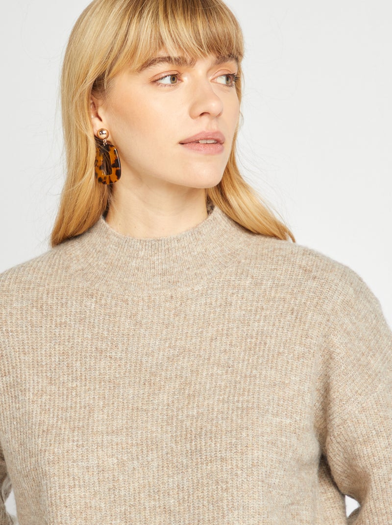 Pullover in maglia con collo alto MARRONE - Kiabi