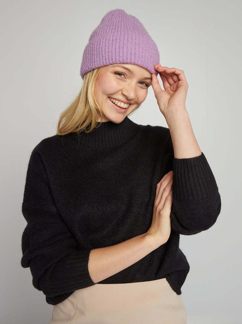 Pullover in maglia con collo alto nero - Kiabi
