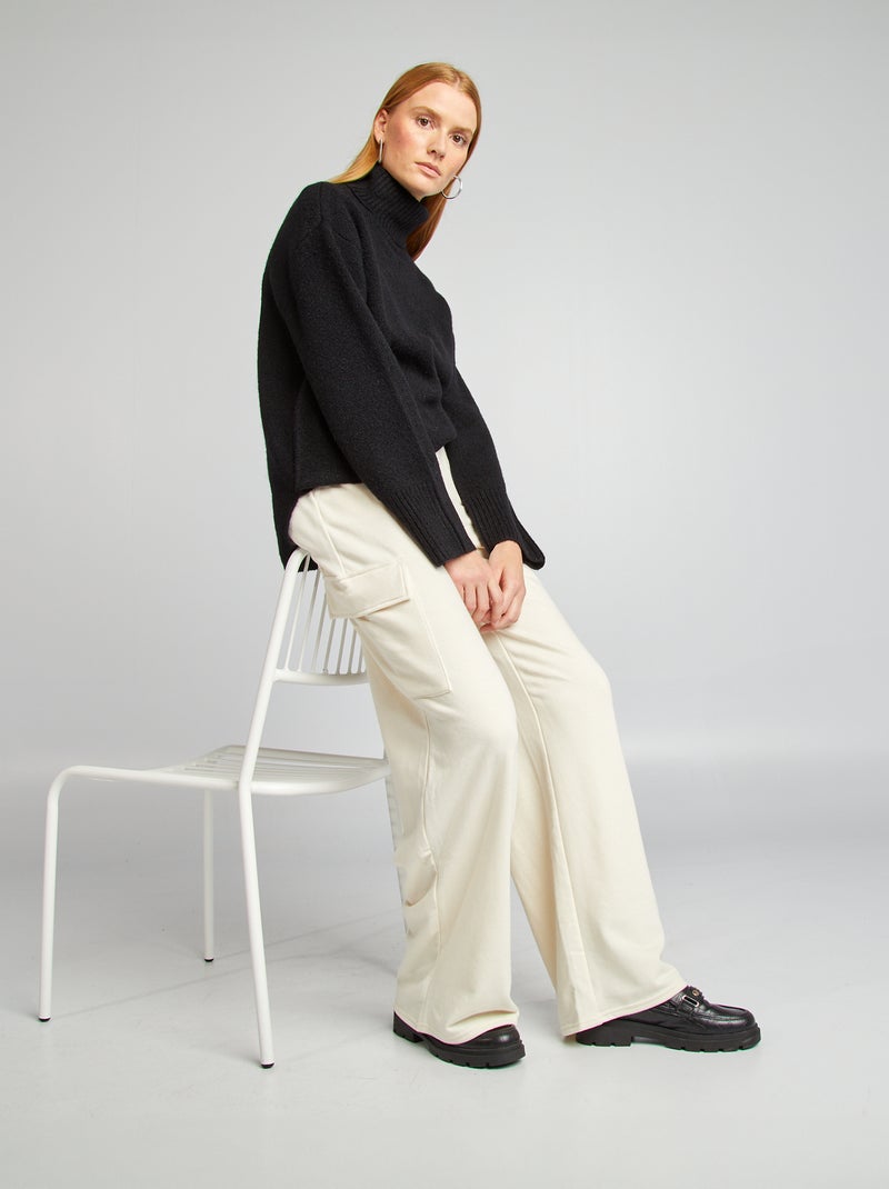 Pullover in maglia con collo alto nero - Kiabi