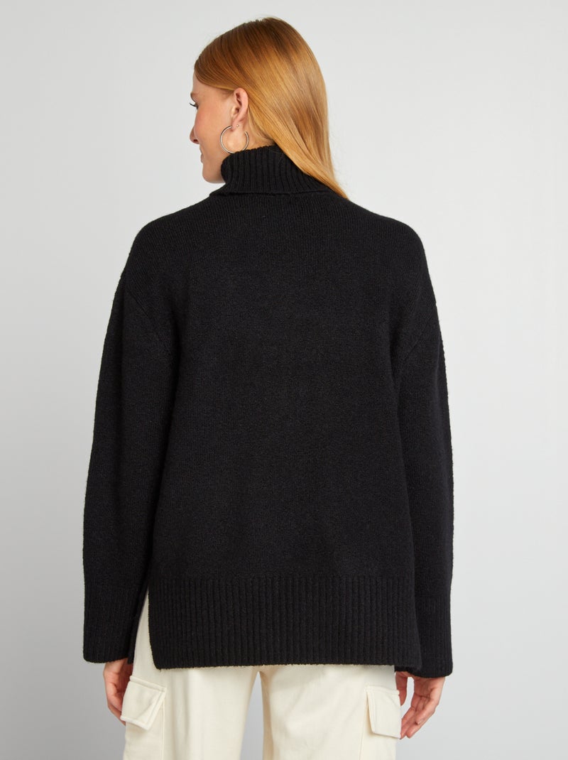 Pullover in maglia con collo alto nero - Kiabi