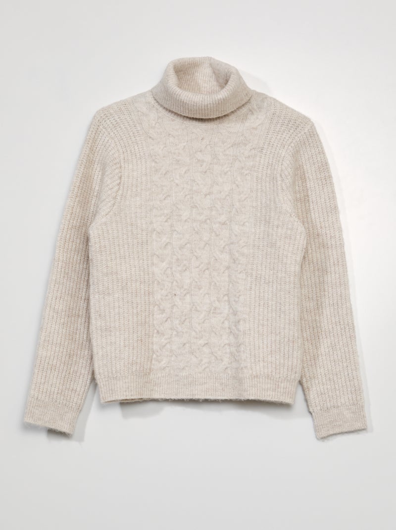 Pullover in maglia con collo dolcevita BEIGE - Kiabi