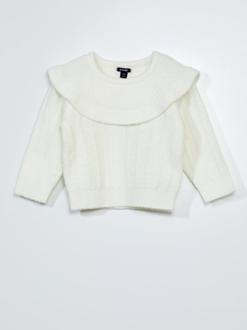Pullover in maglia con collo fantasia Bianco - Kiabi