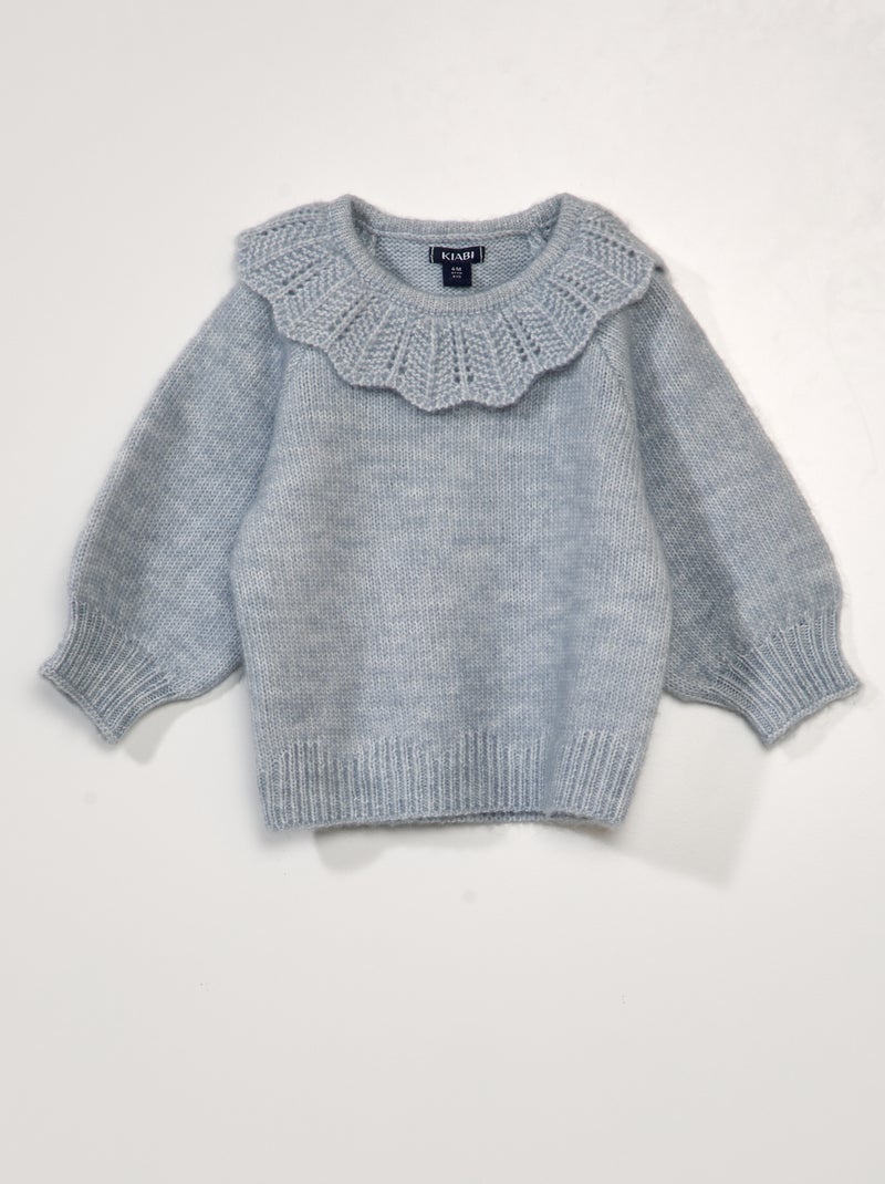 Pullover in maglia con collo fantasia BLU - Kiabi