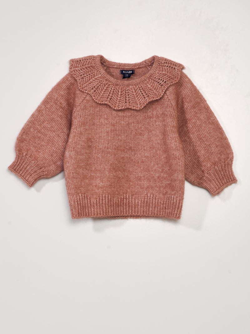 Pullover in maglia con collo fantasia Rosa - Kiabi